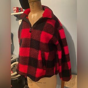 Red & Black Sherpa Hoodie